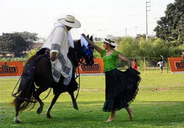 Marinera dancer and Peruvian Paso Horse in Chiclayo, Peru.