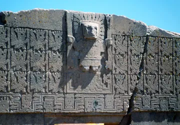 The famed Sun Gate at the Bolivian ruins of Tiwanaku