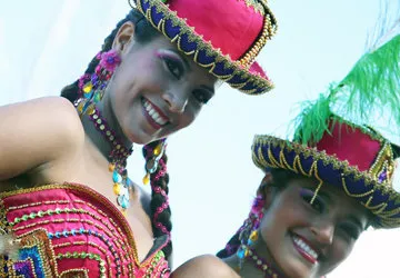 Virgin of Candelaria dancers in Puno near Lake Titicaca