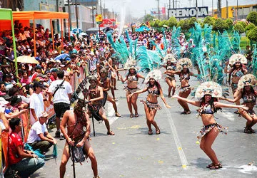 Dancers parading in Iquitos for the Amazon Carnaval.