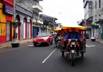 The most prevalent transport in Iquitos, Peru- motor-ricksha