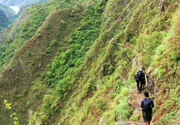 Hiking the Inca Trail to Machu Picchu in southern Peru.