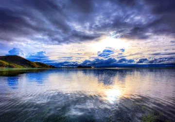 A sweeping view of Lake Titicaca Reserve by Puno, Peru.