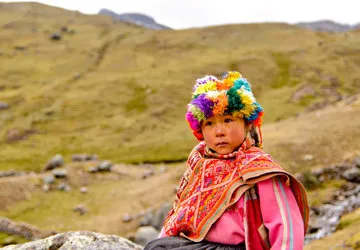 Traditionally dress girl in the Lares Valley near Cusco