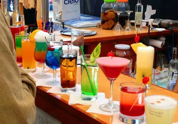 Serving up drinks at Mistura in Lima