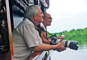 Birdwatching on boat along the Madre de Dios River