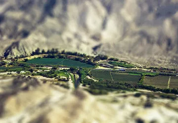 Tilt-shift photo of Nazca in the Ica region of Peru