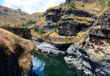 Crossing Qeswachaka, the last Inca Bridge, in Peru
