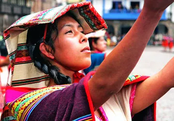 Actor de Inti Raymi en la Plaza de Armas de Cusco