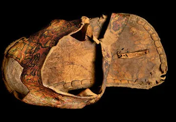 Painted leather sandal unearthed at the Wari royal tomb