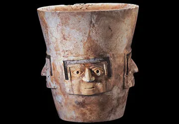 Carved stone cup unearthed at the royal Wari tomb