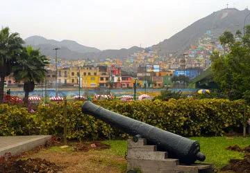 View of San Cristobal Hill and its colorful homes