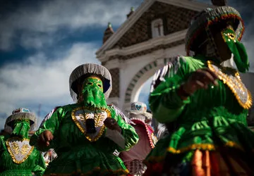 Virgin of Candelaria Festival dancer, Copacabana, Bolivia