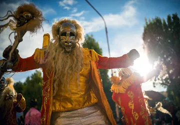 Virgin of Candelaria Festival dancer, Copacabana, Bolivia.