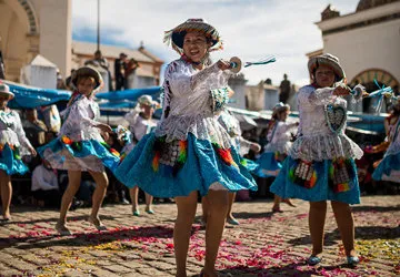 Virgin of Candelaria Festival dancers, Copacabana, Bolivia