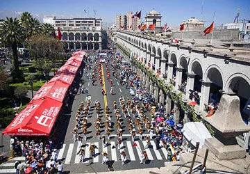 The Plaza de Armas of Arequipa during the parade