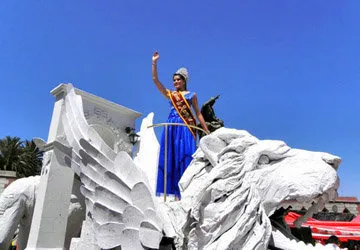 The Queen on her float during the parade.