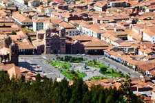 cover. Overhead view of the Plaza de Armas of Cusco Peru