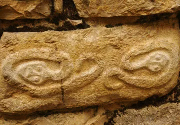 Snake carving at Kuelap in the Amazonas region of Peru