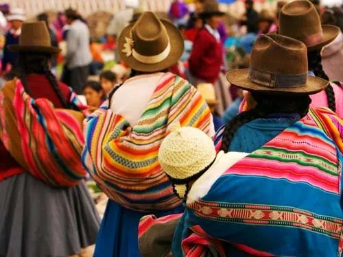 Traditionally Dressed Women in Chinchero, the New Airport Si