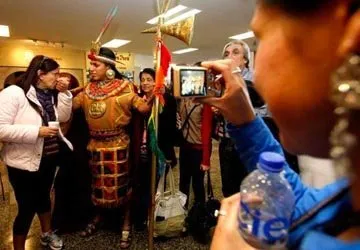 The Inca welcoming new arrivals to the Cusco airport