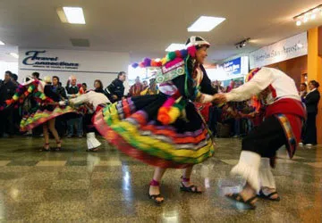 Dancers at Cusco's airport on World Tourism Day