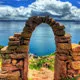 Stone Arch on Taquile Island in Lake Titicaca near Puno, Per