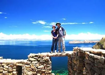 Exploring Sacred Sun Island near Copacabana, Bolivia.