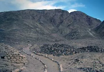Stone path around Paredones archeological site.