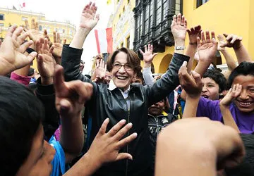 Lima mayor Susan Villaran celebrating in Peru's capital