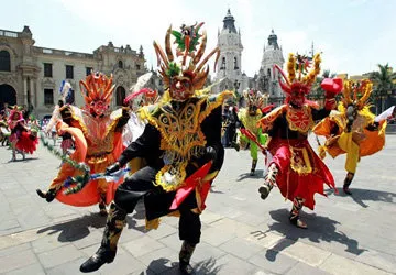 Diabolical Diablada dancers during Puno's Candelaria Festiva