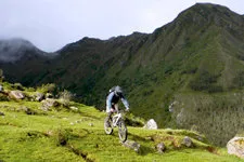 Downhill Biking along the Inca ruins on the outskirts of Cus