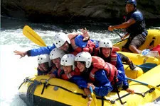 Rafters arriving at Apurimac River Camp nearby Cusco Peru