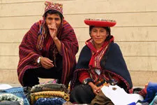 Traditionally dressed vendors in Chinchero in the Sacred Val
