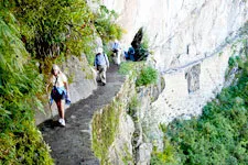 Hiking the Inca Trail to Machu Picchu near Cusco Peru