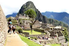 Ruins of Machu Picchu come into view along Inca Trail