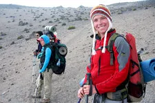 Group of hikers beginning their ascent of Mt Chachani in Are