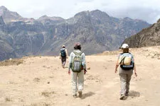 Group of trekkers in Colca Canyon outside Arequipa, Peru.