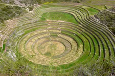 Stepped terraces of Moray Archeological Complex near Cusco, 