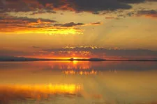 Evening falling over the Uyuni Salar Salt Flats near Potosi,