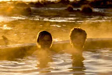 Relaxing in the Hot Springs of Uyuni Salar Salt Flats near P