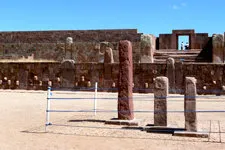 Remains of Kalasasaya Temple at the Tiawanaku Ruins in Boliv