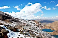 High altitude lakes and glacial Chacaltaya near La Paz, Boli