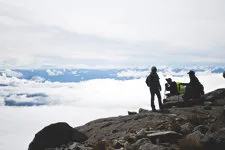 View of the cloud forest along path to glacier lagoon near L