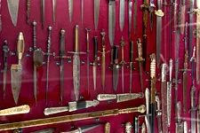 Antique knife display at Weapons of the World Museum, Lima, 