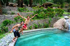 Swimming in pool of Sangalle Oasis in Colca Canyon near Areq