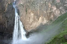 View of Fure waterfalls in Colca Canyon near Arequipa, Peru.