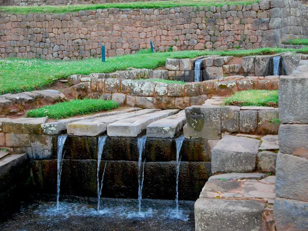 Water canals in the Tipon ruins in the Sacred Valley near Cu