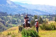 Riding horses around the fertile outskirts of Cusco, Peru