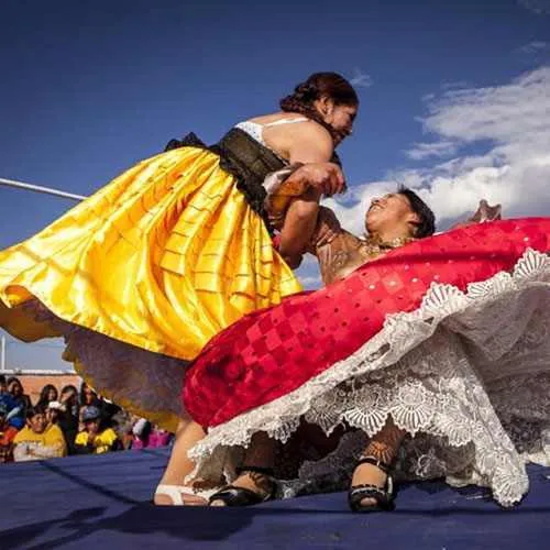 Cholitas lucha libre style wrestling in La Paz Bolivia 